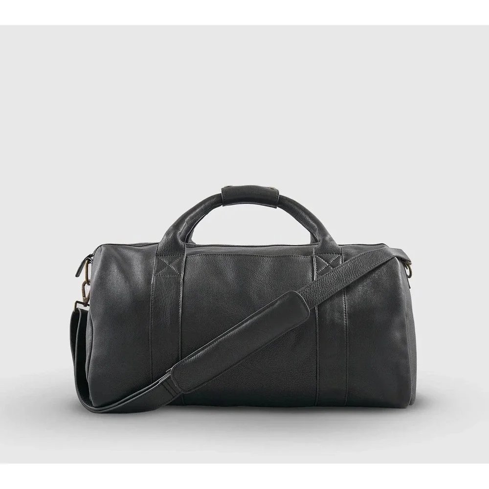 Quince Revive Leather Duffle Bag Black Genuine Leather Weekender Travel Bag